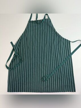 Harbor Bay Green Striped Kitchen Apron 100% Cotton